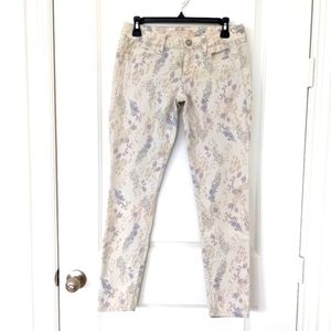 American Eagle Stretch Purple Off White Floral Pattern Jegging Jeans Size 4